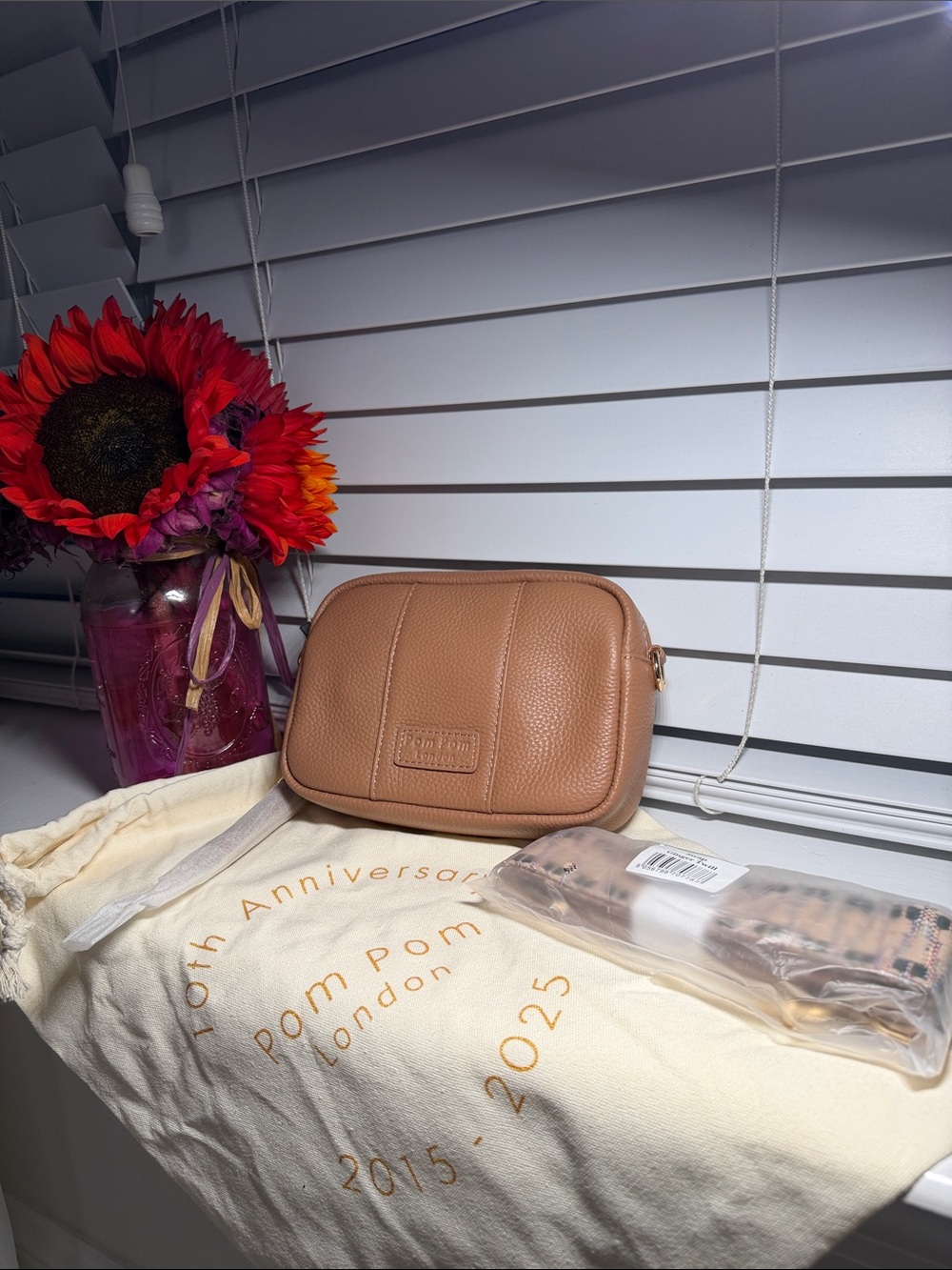 Pom Pom London Tan Pebbled Leather Belt Bag